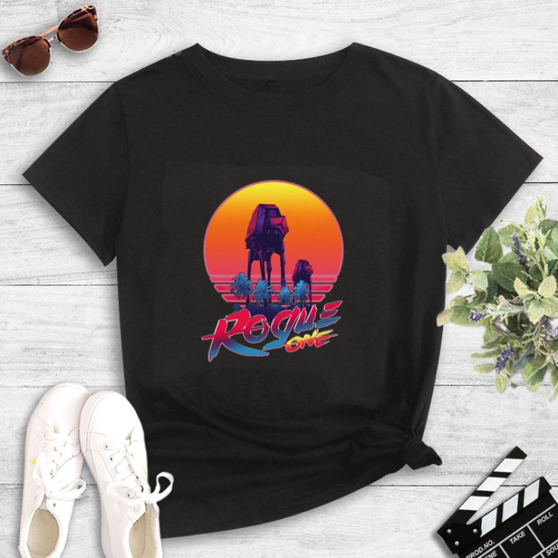 

Lovely Leisure O Neck Print Black T-shirt