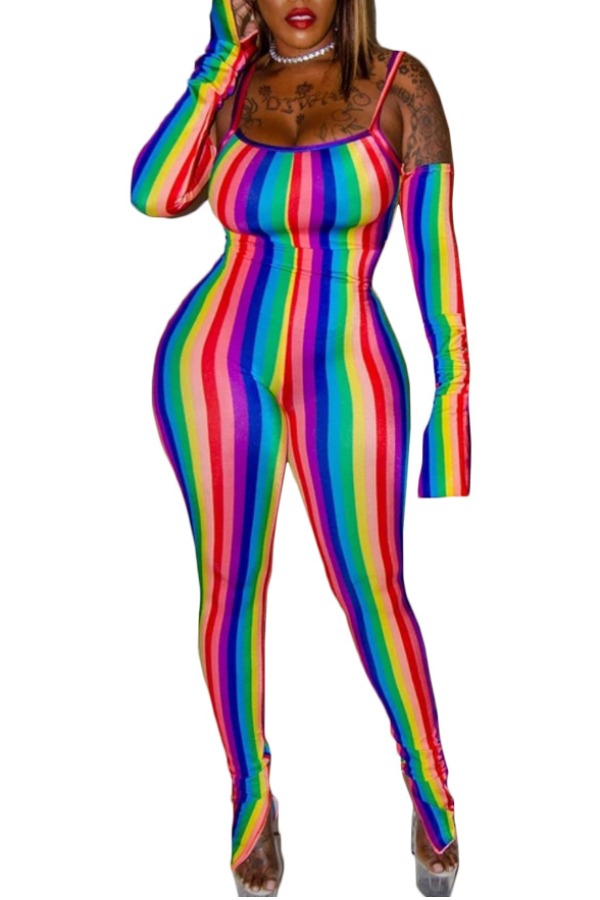 

Lovely Trendy Striped Multicolor One-piece Jumpsuit, Multicolor mstn