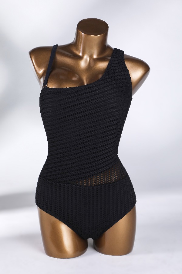 

Lovely Patchwork Black One-piece Swimsuit