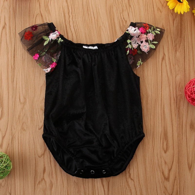 

Lovely Stylish O Neck Patchwork Black Girl Bodysuit