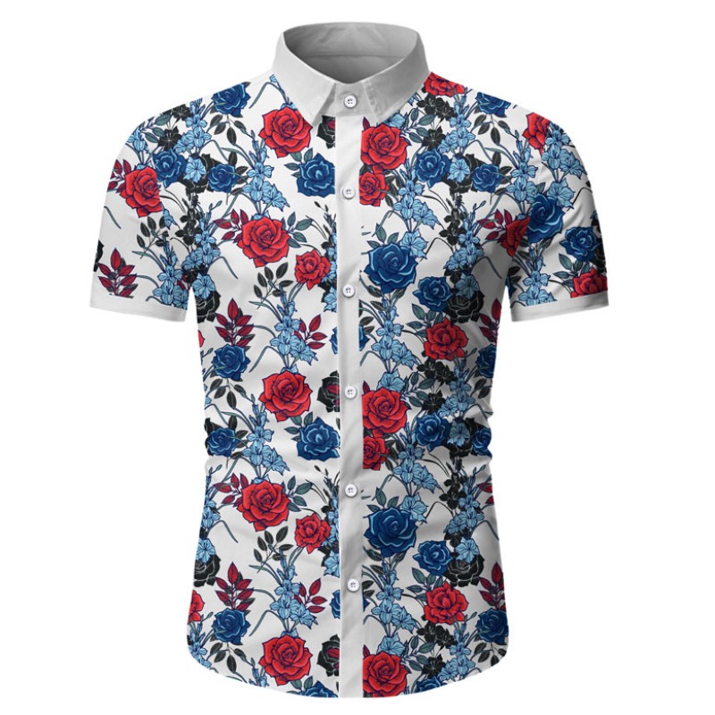

Lovely Bohemian Turndown Collar Print White Shirt