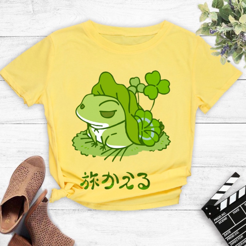

Lovely Casual O Neck Cartoon Print Yellow T-shirt