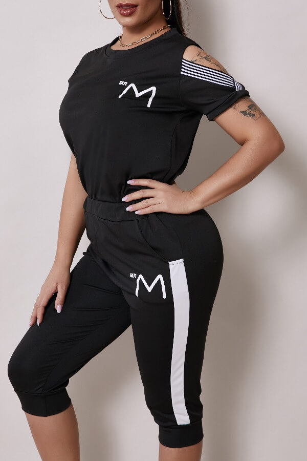 

Lovely Casual Hollow-out Black Two-piece Pants Set