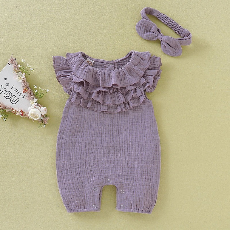 

Lovely Sweet Layered Cascading Ruffle Light Purple Girl One-piece Jumpsuit