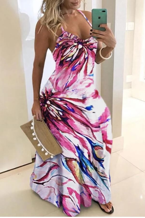

LW Plus Size Trendy Tie-dye Multicolor Maxi Dress, Multi