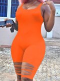 LW Leisure Hollow-out Orange One-piece Romper