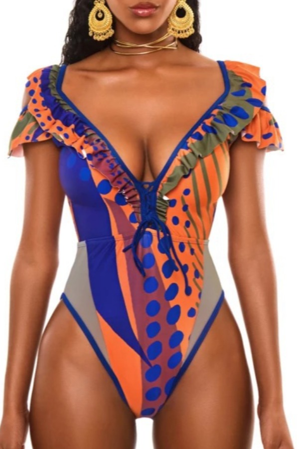 

Lovely Print Multicolor One-piece Swimsuit, Multi