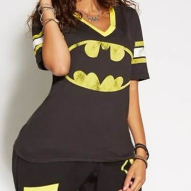 

Lovely Casual Print Carbon Black Plus Size T-shirt