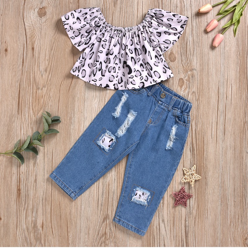

Lovely Stylish Print Blue Girl Two-piece Pants Set