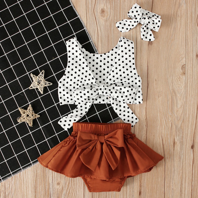 

Lovely Sweet Dot Print White Girl Two-piece Skirt Set
