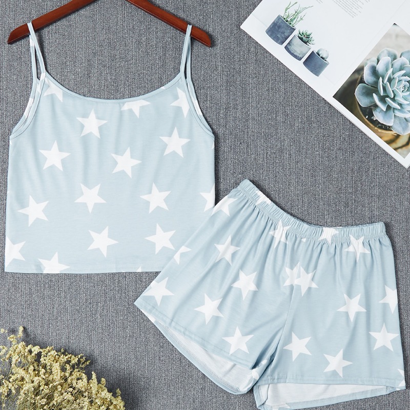 

Lovely Casual Print Blue Sleepwear