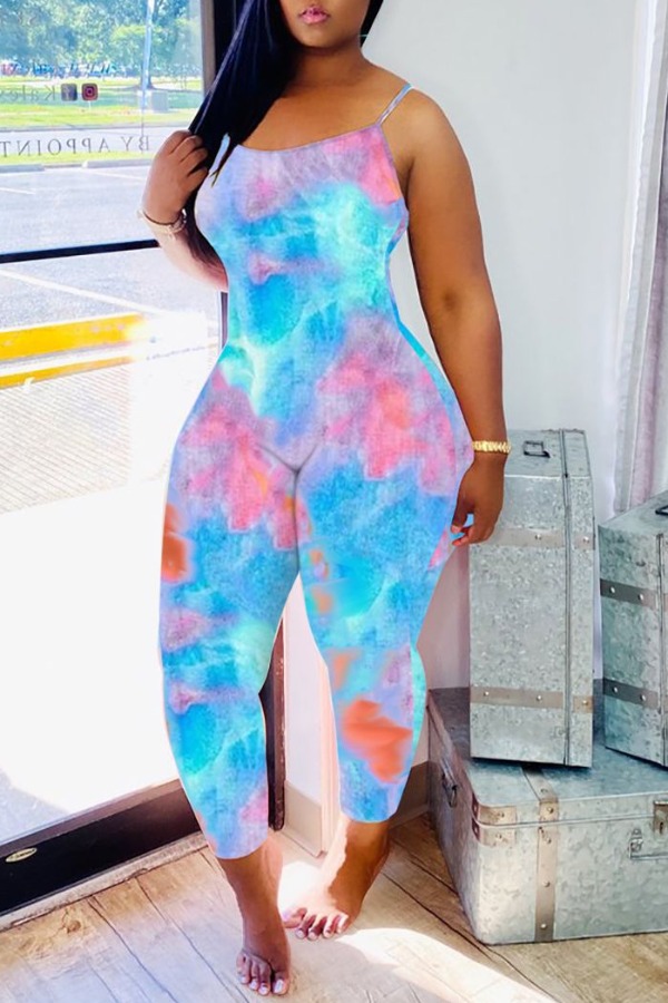 

Lovely Trendy Tie-dye Baby Blue One-piece Jumpsuit