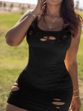 LW SXY Trendy Hollow-out Black Mini Dress