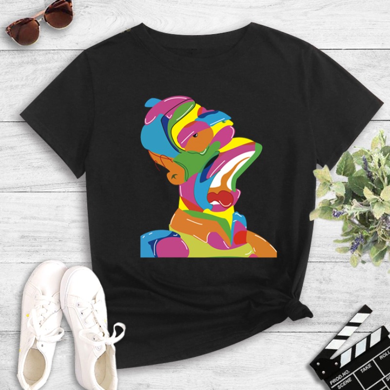 

Lovely Leisure O Neck Print Black T-shirt