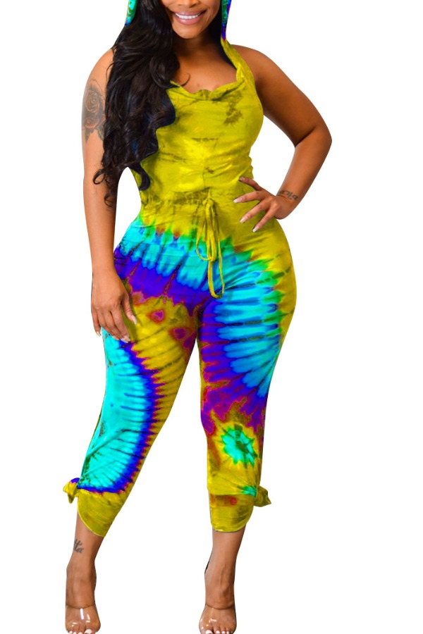 

Lovely Bohemian Tie-dye Yellow One-piece Jumpsuit
