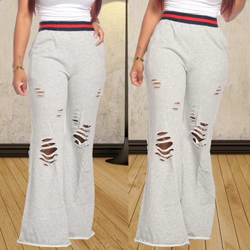 

Lovely Leisure Hollow-out Grey Pants