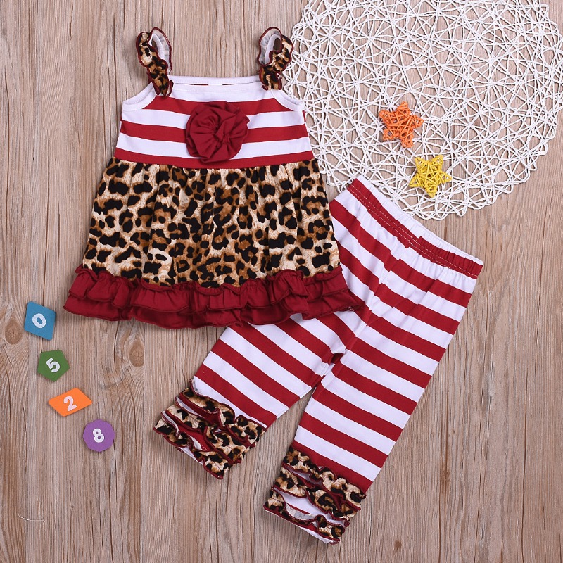 

Lovely Stylish Print Red Girl Two-piece Pants Set