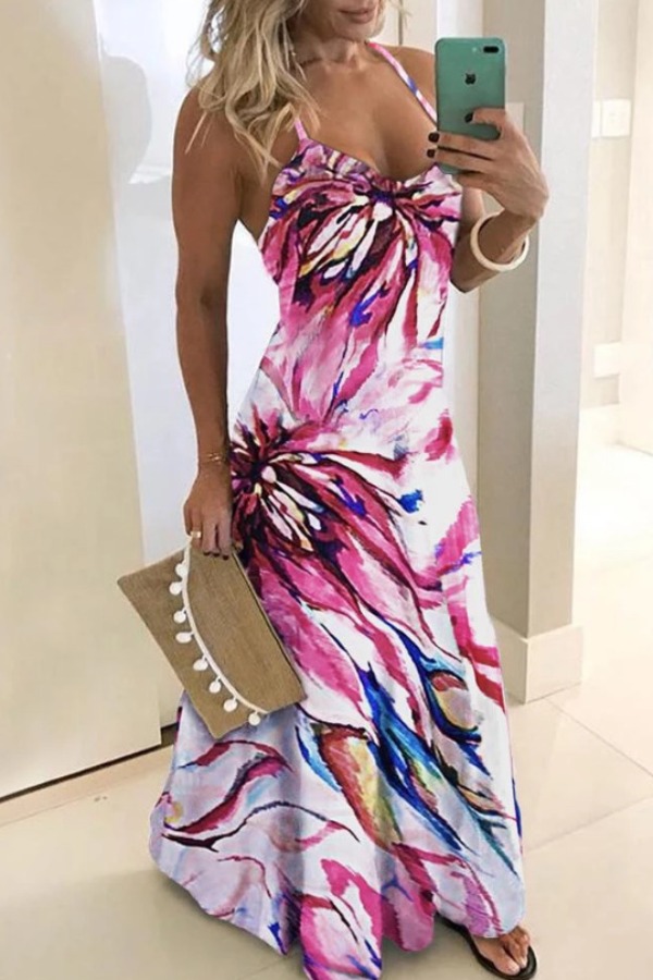 

Lovely Trendy Tie-dye Multicolor Maxi Dress, Multi