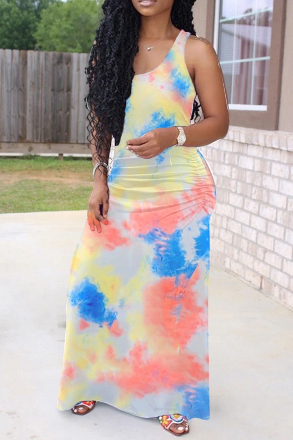 

Lovely Stylish Tie-dye Pink Maxi Dress