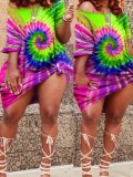 LW Plus Size Casual Tie-dye Multicolor Knee Length Dress