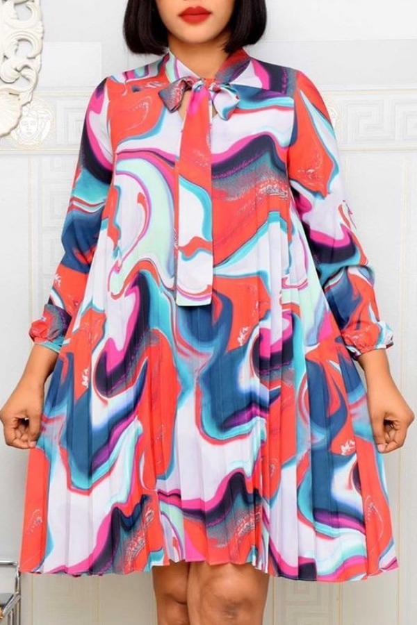

Lovely Stylish Print Multicolor Knee Length Dress, Multi