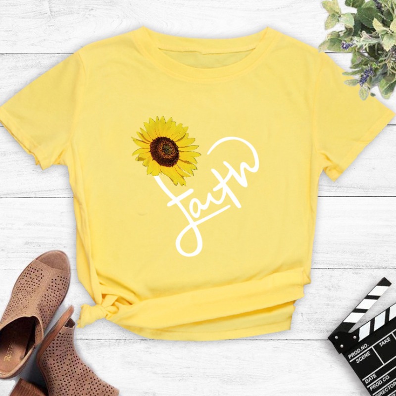 

Lovely Leisure O Neck Print Yellow T-shirt