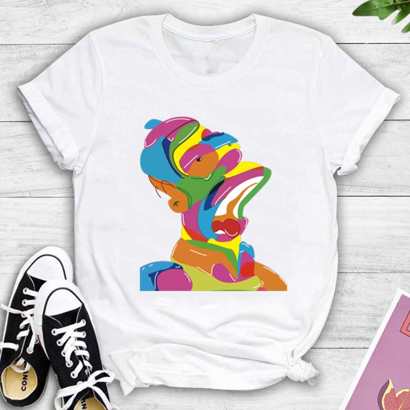 

lovely Leisure O Neck Print White T-shirt