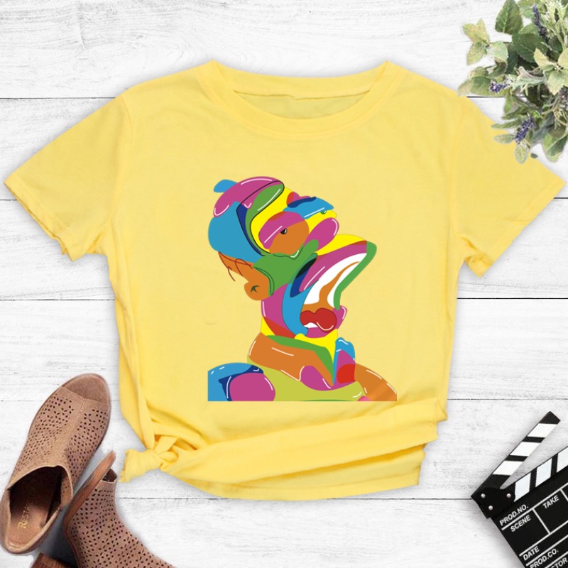 

lovely Leisure O Neck Print Yellow T-shirt