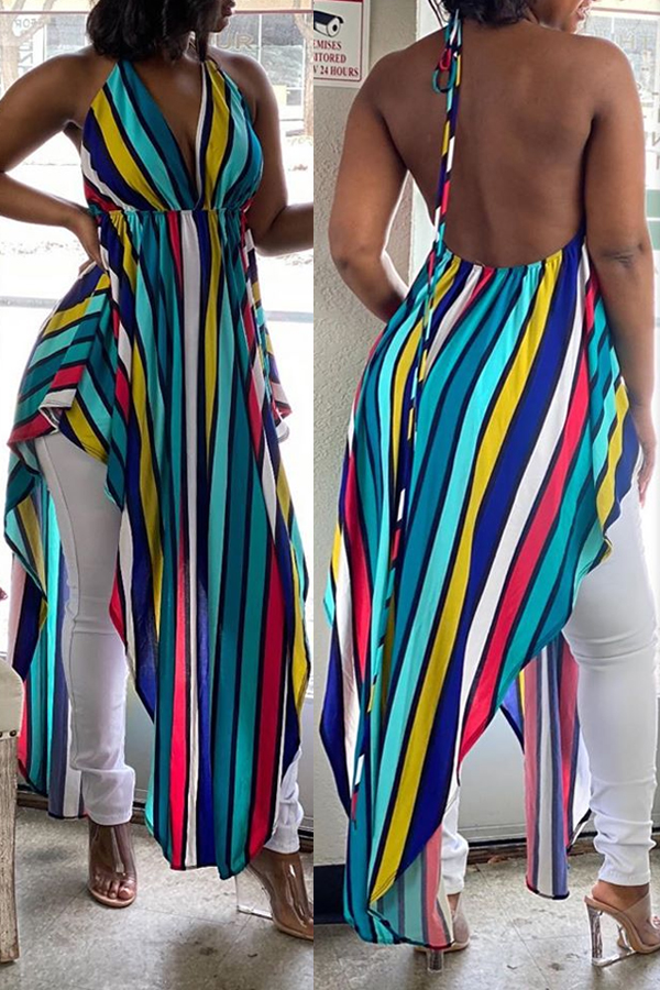 

lovely Stylish Rainbow Striped Multicolor Blouse, Multi