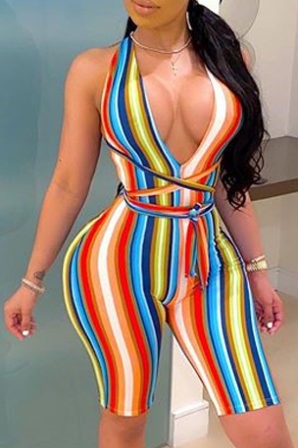 

lovely Sexy Striped Yellow One-piece Romper