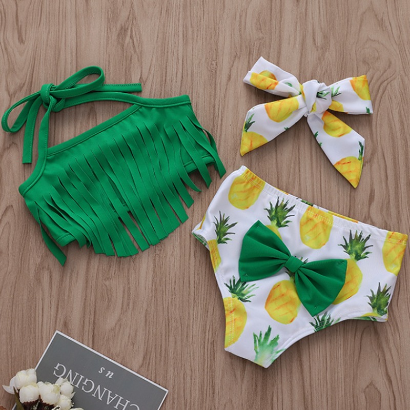 

lovely Pineapple Print Green Girl Two-piece Swimsuit