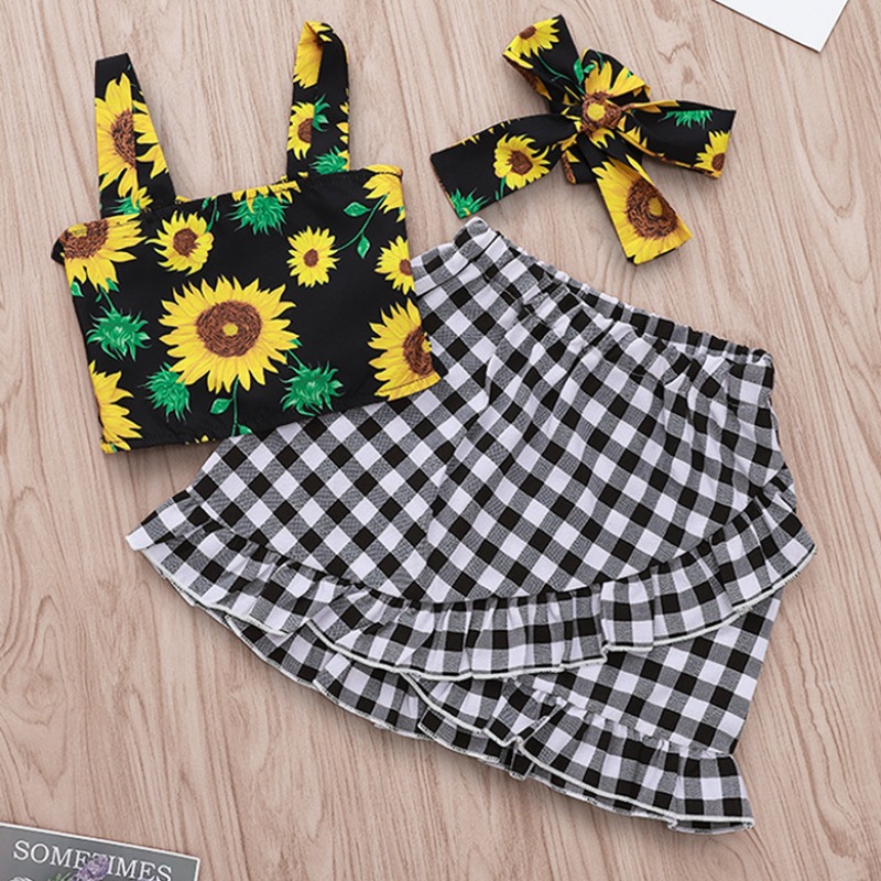 

lovely Sweet Print Black Girl Two-piece Skirt Set