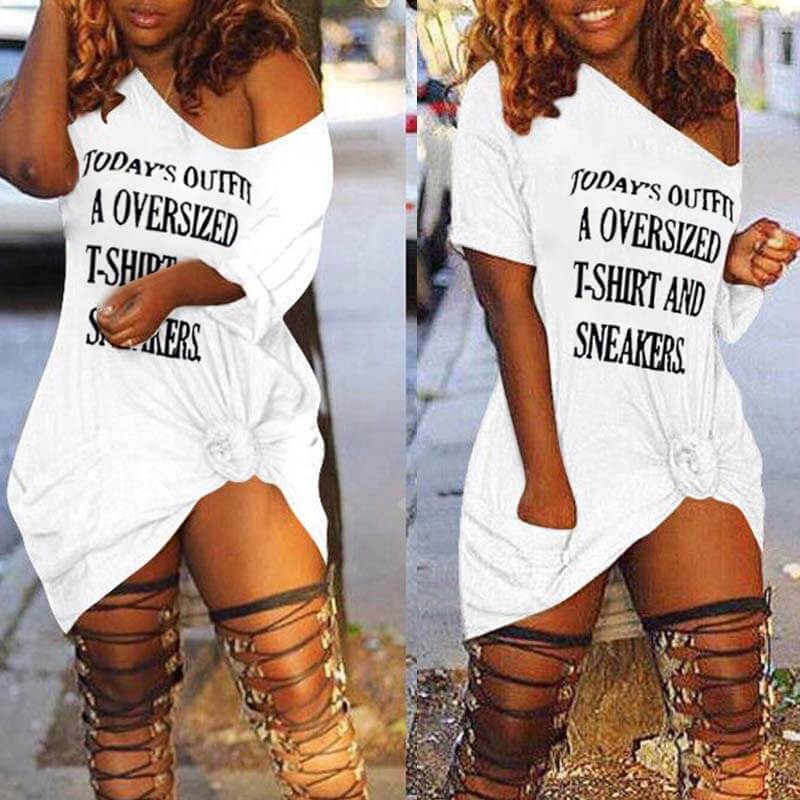 

Lovely Casual Letter Print White Mini Dress