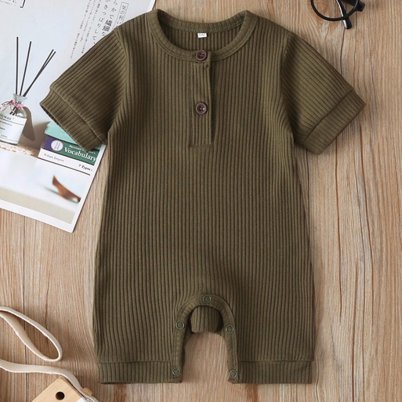 

lovely Stylish Buttons Design Army Green Boy One-piece Jumpsuit