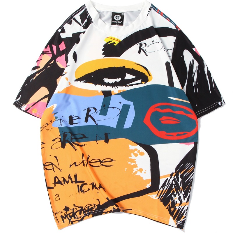 

lovely Street O Neck Print Multicolor T-shirt, Multi