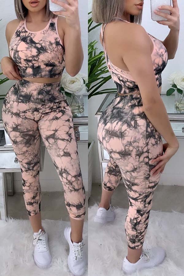 

lovely Sportswear Print Light Pink Two-piece Pants Set