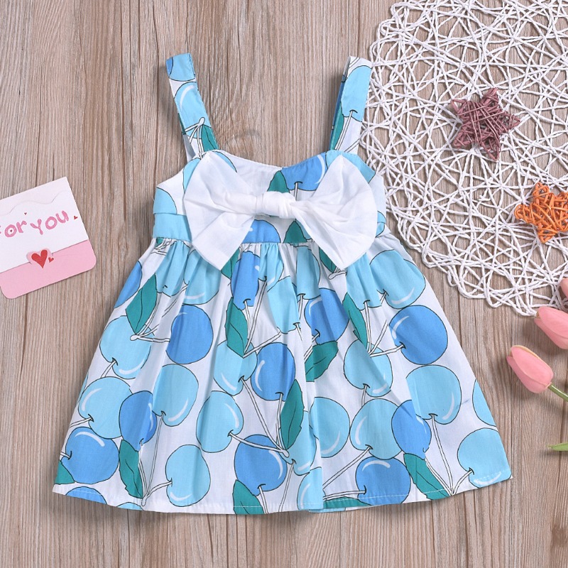 

lovely Sweet Print Baby Blue Girl Knee Length Dress