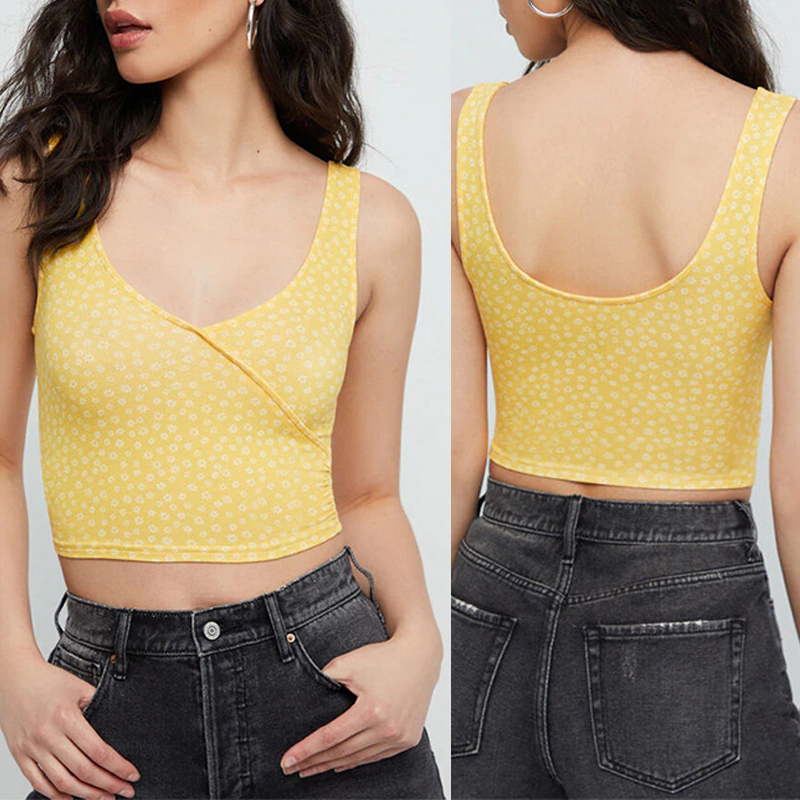 

lovely Stylish Floral Print Yellow Camisole