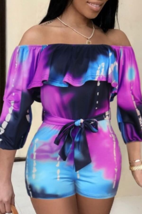

Lovely Stylish Tie-dye Blue One-piece Romper