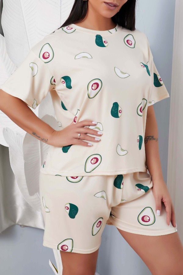 

lovely Leisure Print Apricot Sleepwear