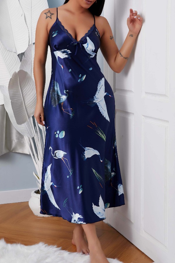 

lovely Leisure Print Blue Sleepwear