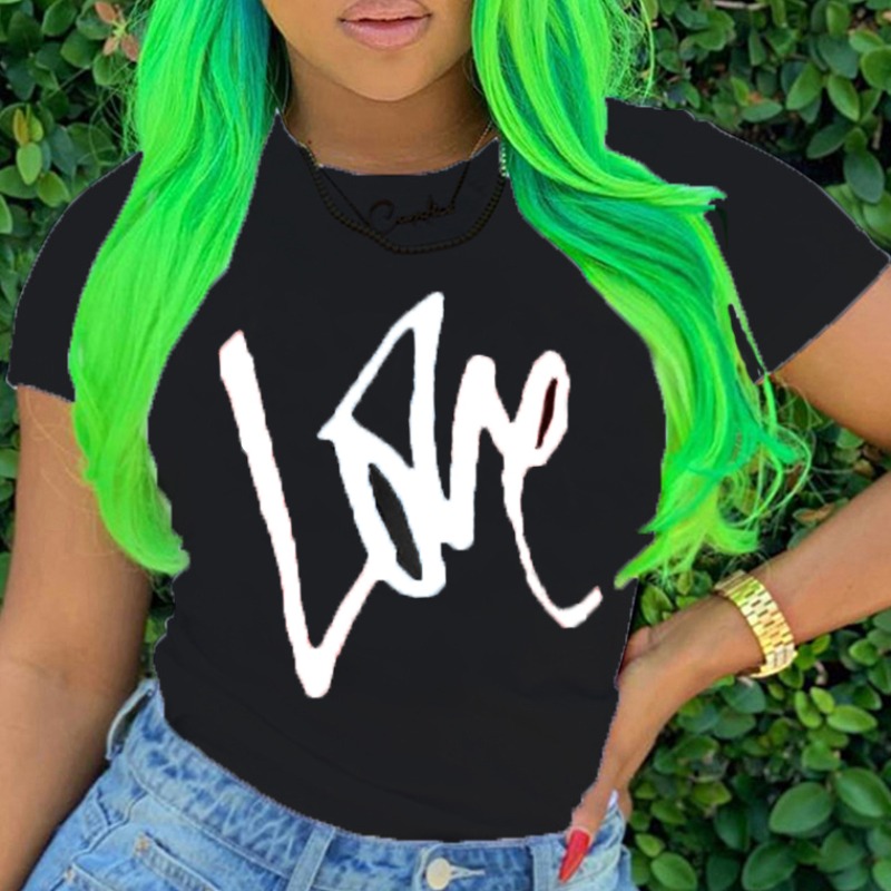 lovely Leisure Letter Black&nbsp;T-shirt