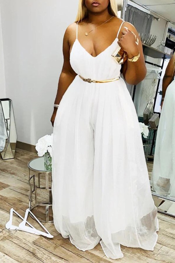 

lovely Casual Loose Fold Design White Maxi Dress