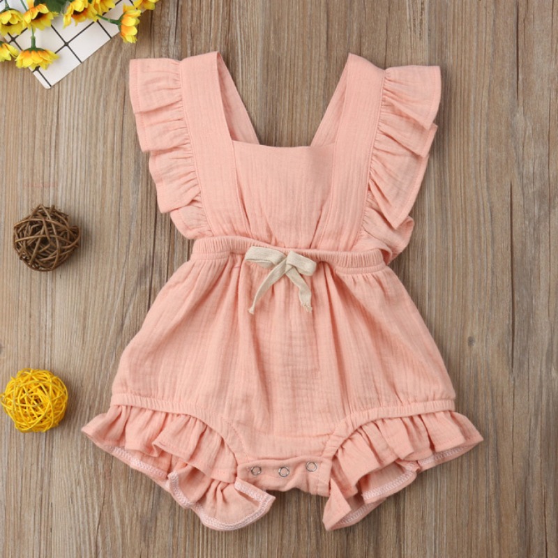 

lovely Sweet Flounce Design Pink Girl One-piece Romper