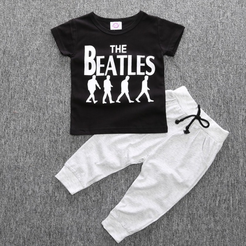 

lovely Casual Letter Black Boy Two-piece Pants Set