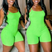 Lovely Leisure Striped Green One-piece Romper