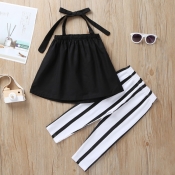 Lovely Trendy Lace-up Black Girl Two-piece Pants S