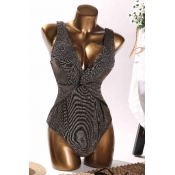 Lovely Knot Design Gold One-piece Swimsuit