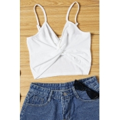 Lovely Casual Knot Design White Camisole