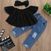 Lovely Trendy Broken Holes Black Girl Two-piece Pa